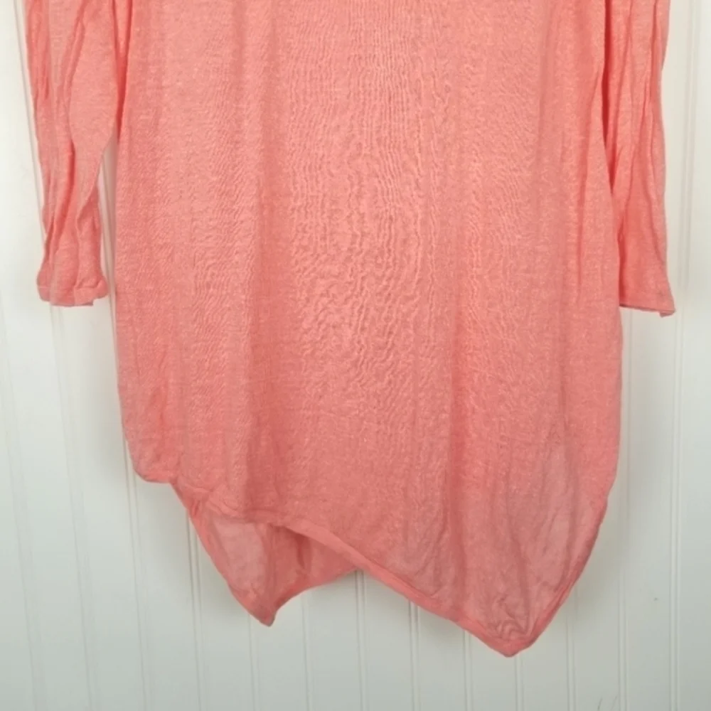 NIC+ZOE Womens Linen Viscose Long Sleeve Asymmetrical Hem Tunic Top Sweater Sz M